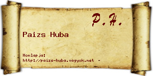 Paizs Huba névjegykártya